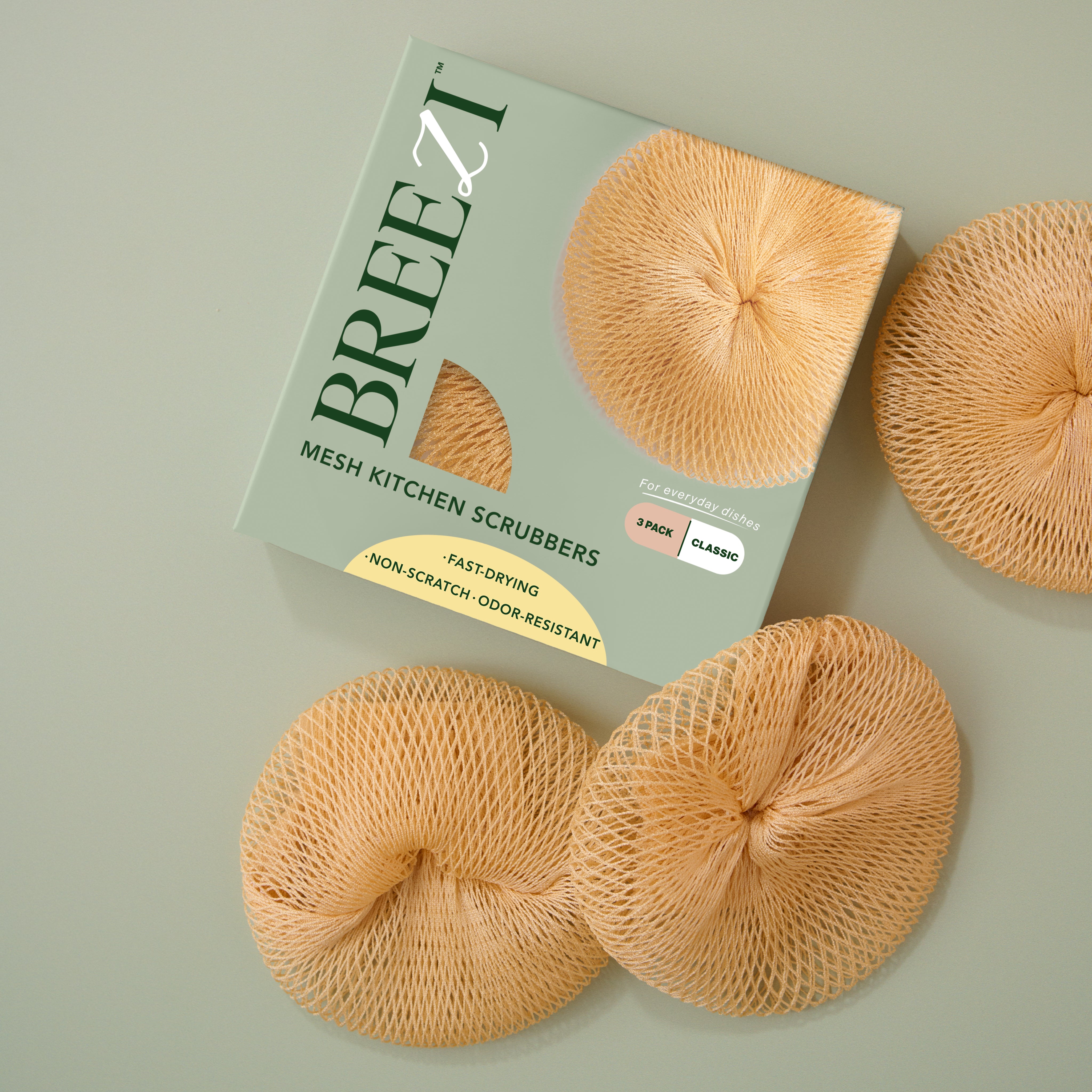 Breezi Mesh Kitchen Scrubbers - 3 Pack
