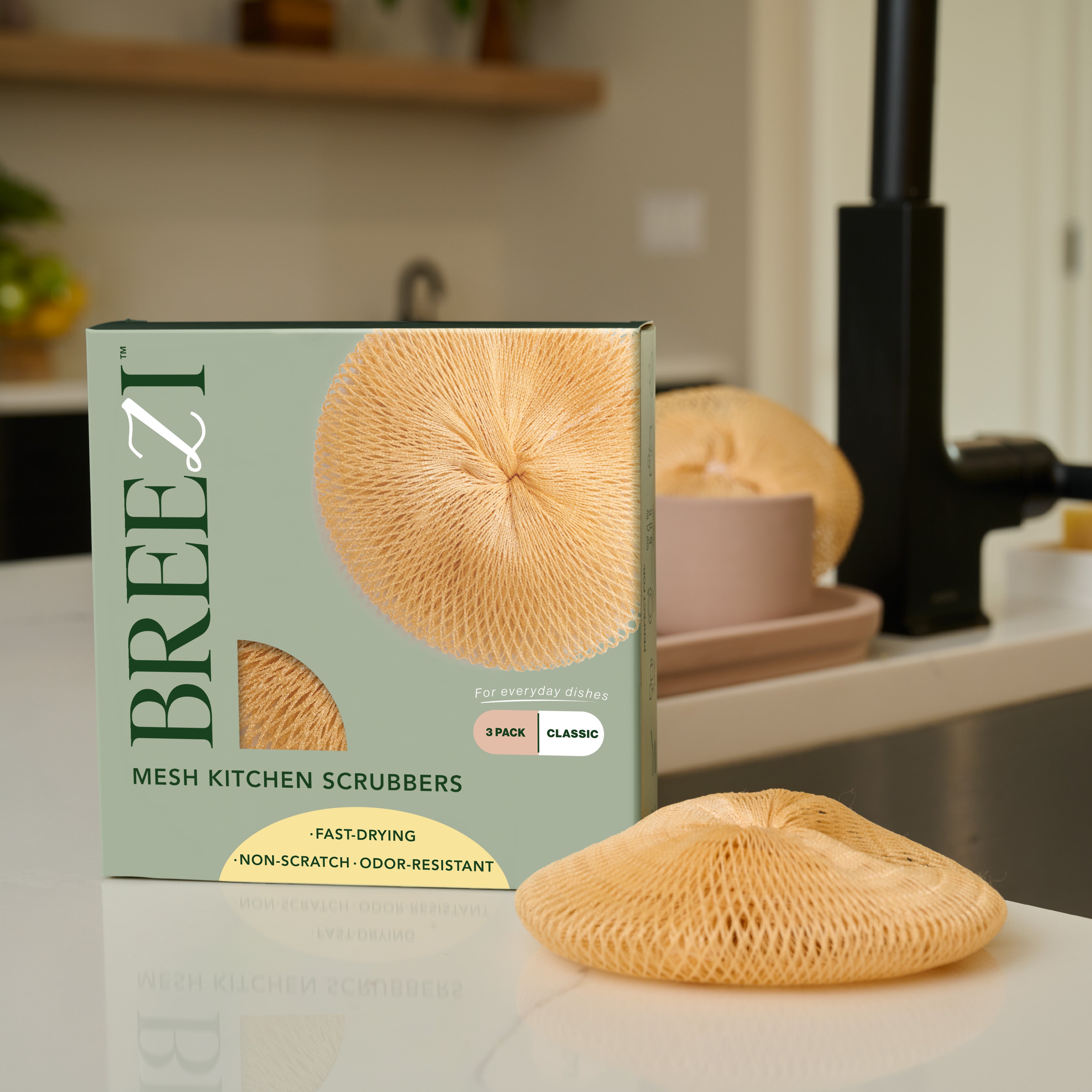 Breezi Mesh Kitchen Scrubbers - 3 Pack