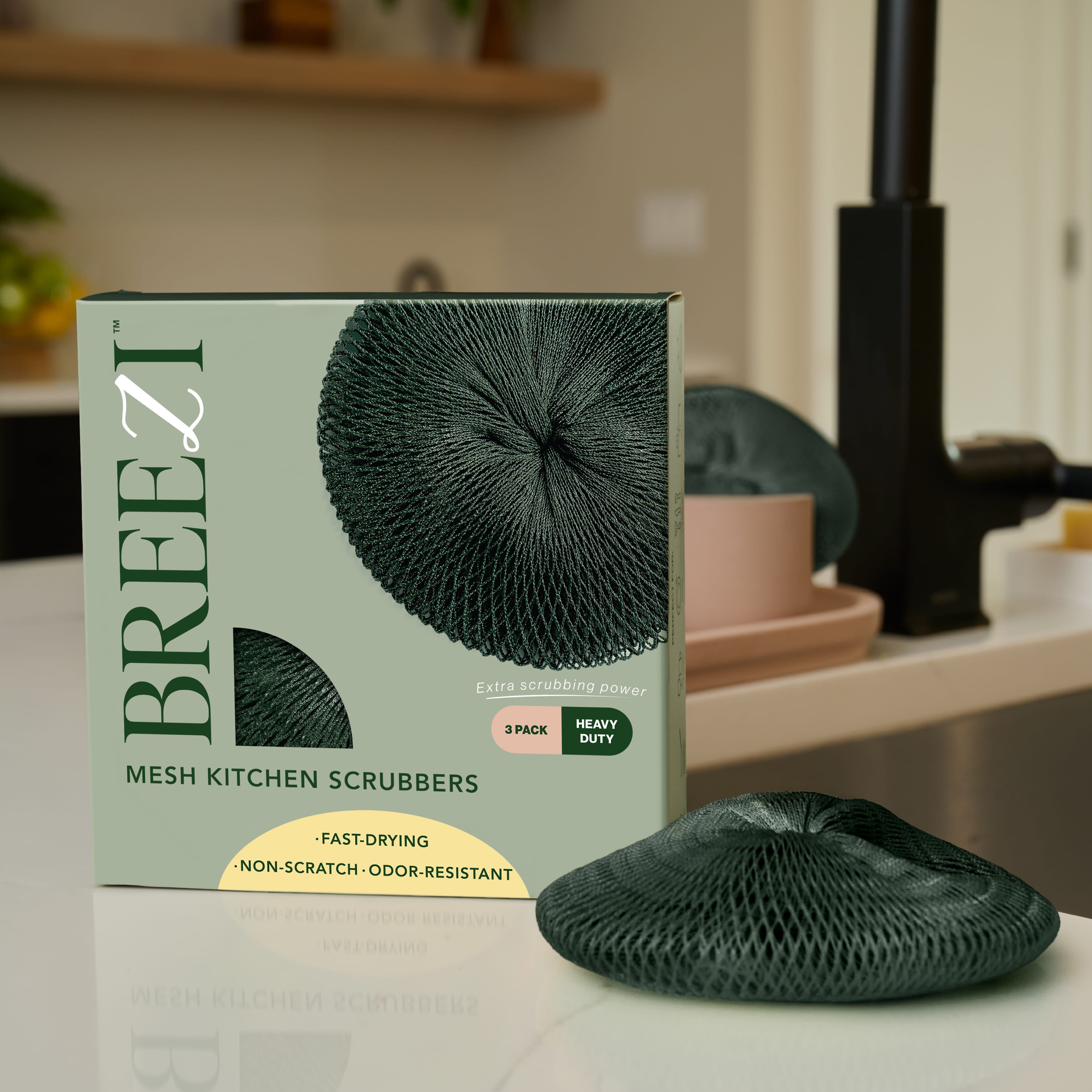 Breezi Heavy-duty Mesh Kitchen Scrubbers - 3 Pack